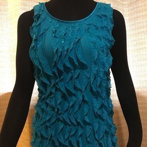 Teal Water Wave Sequin Top